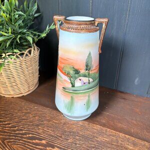 Antique Nippon Hand Painted Vase Small Vintage Japanese Porcelain Bud Vase